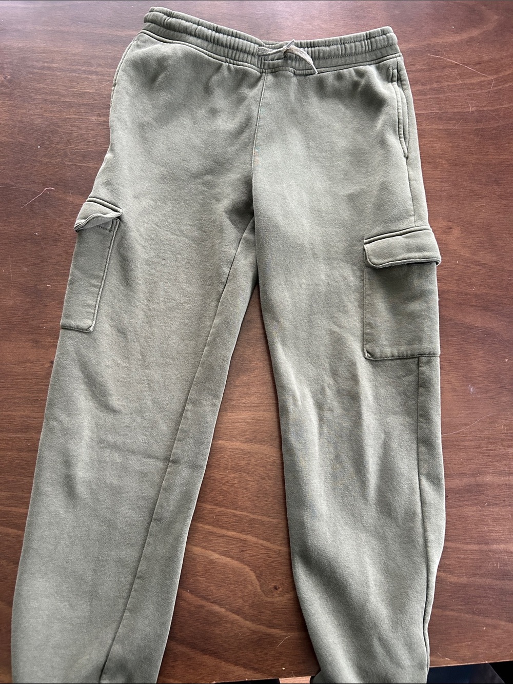 Men's Olive Cargo Jogger Sweatpants with Drawstring Waist